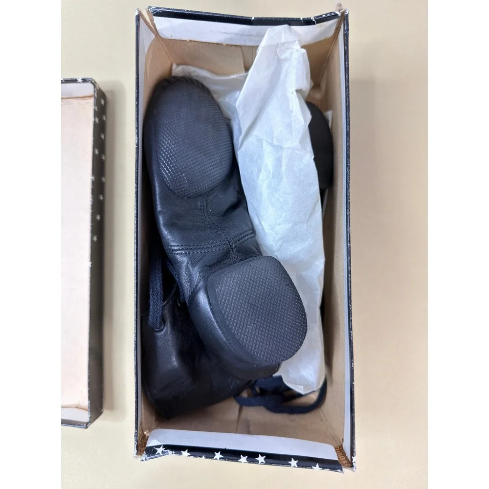 Vtg Capezio The Dancemaker Black Leather Jazz Boots CA02C Size 1.5 M NIB 80s 90s